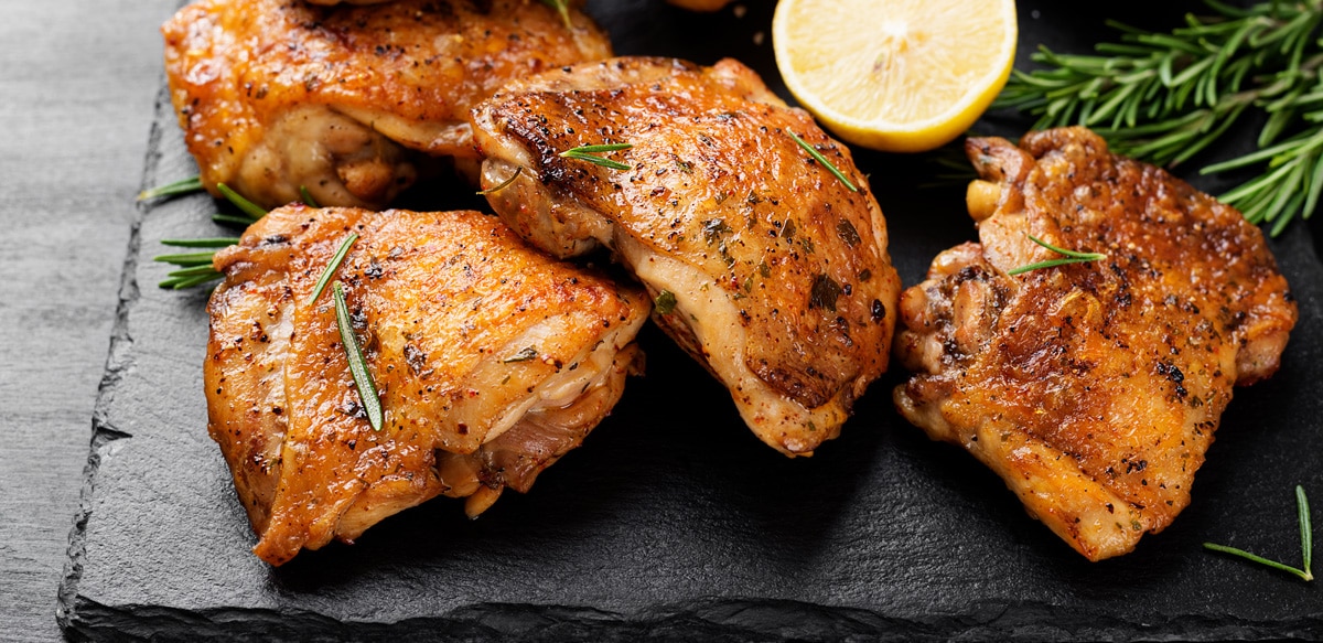 Grilled herb chicken thighs with rosemary and lemon