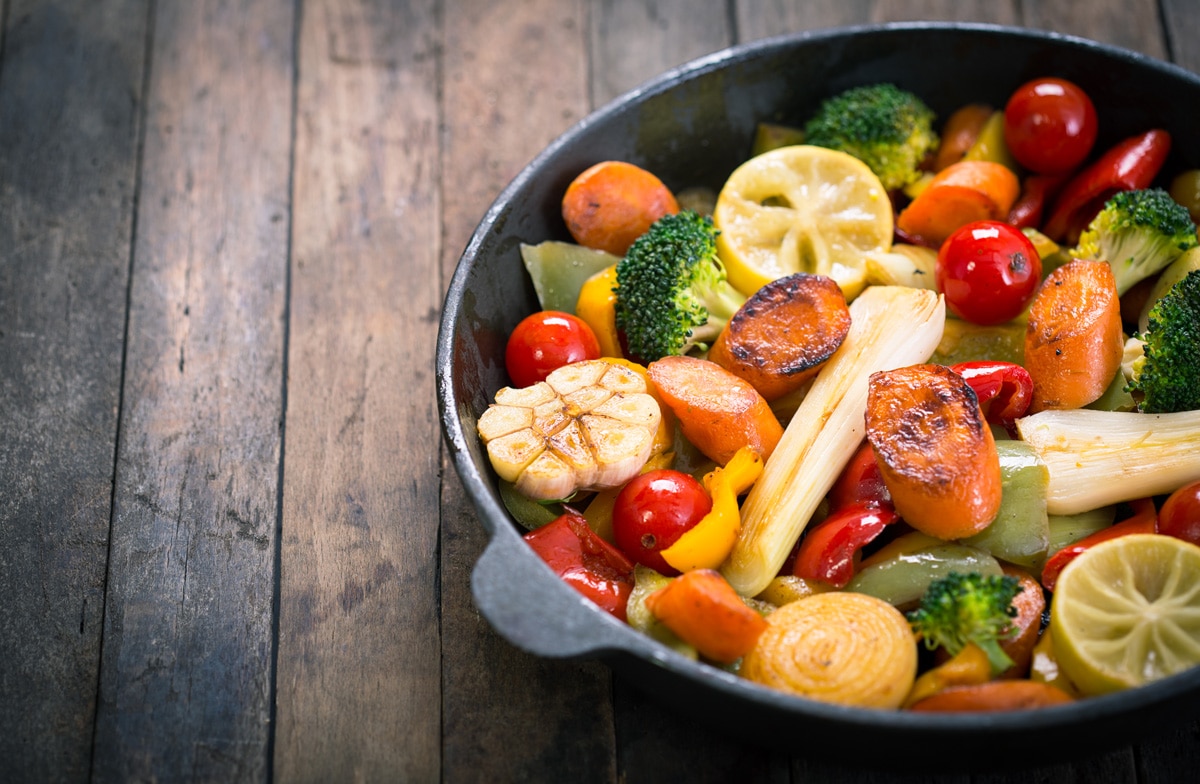 Colorful baked vegetables
