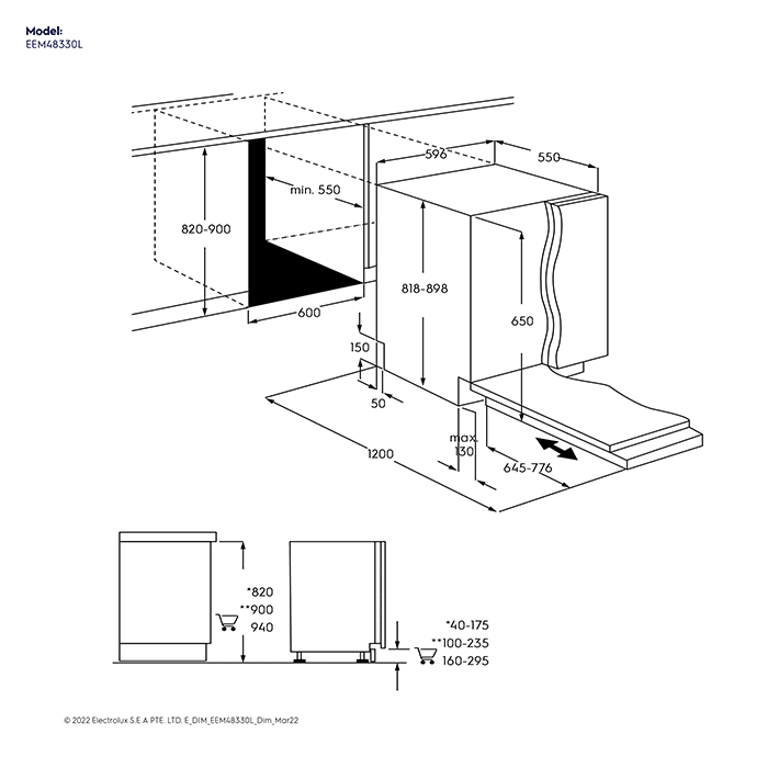 Electrolux EEM48330L 60cm UltimateCare 700 fully-integrated dishwasher with 14 place settings - View 2