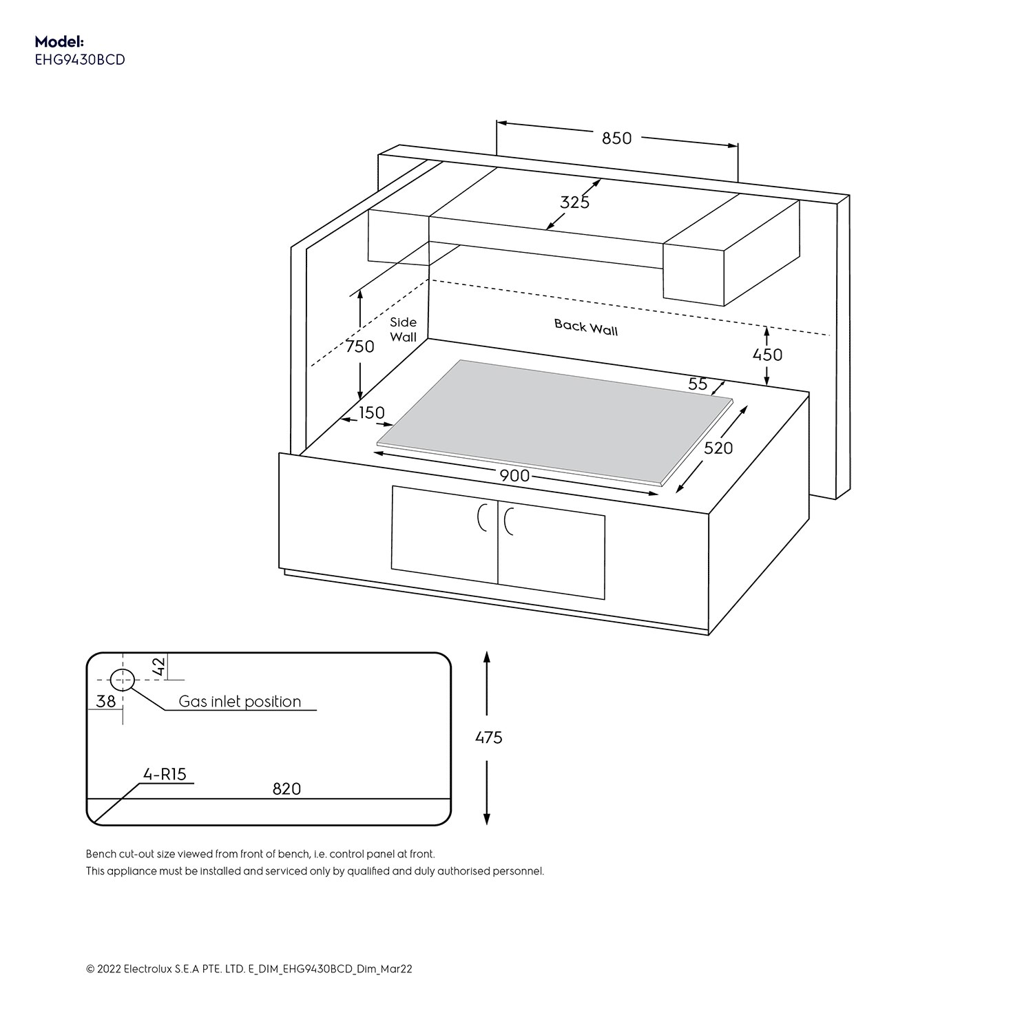 90cm UltimateTaste 300 4burner builtin gas hob EHG9430BCD
