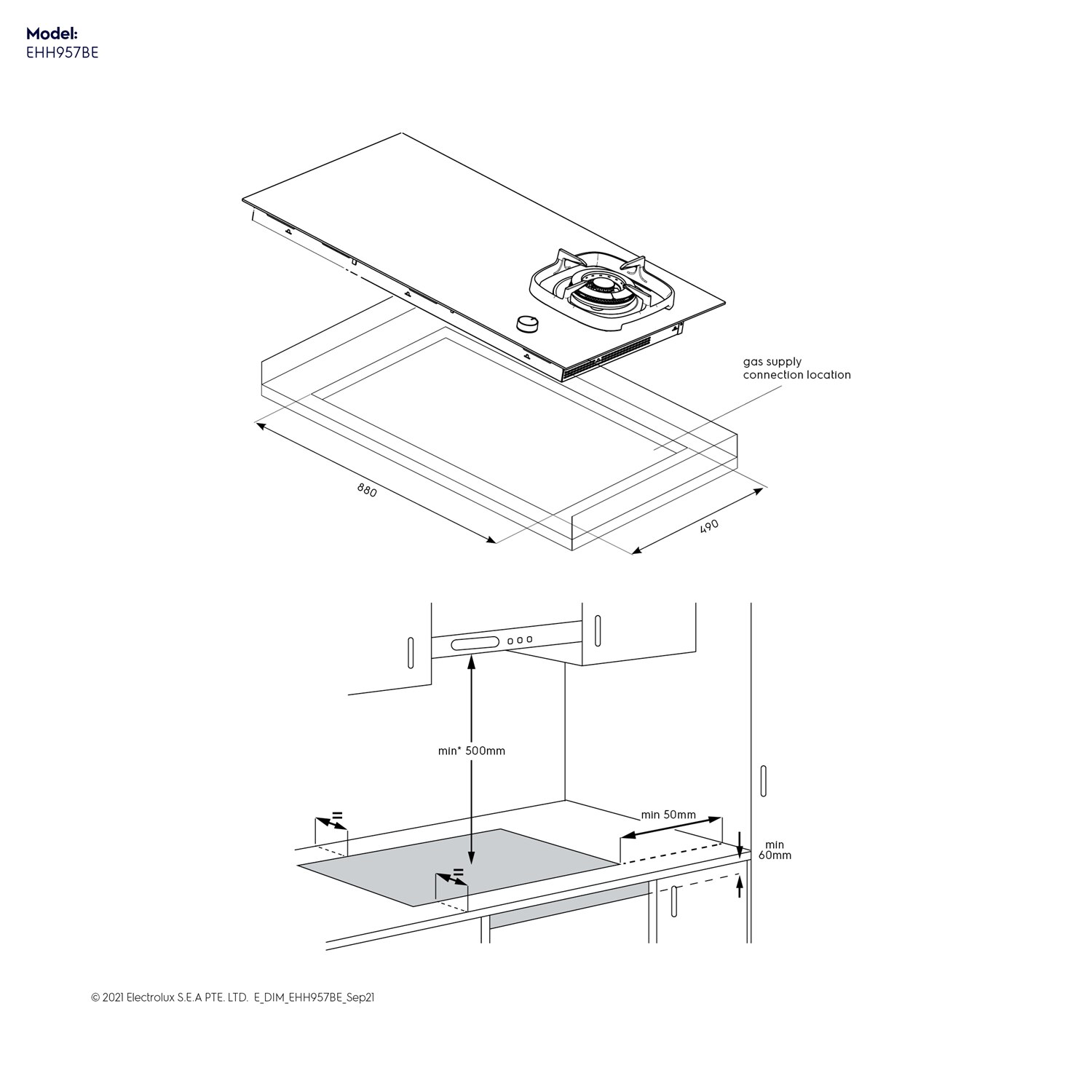 90cm UltimateTaste 900 4burner hybrid induction hob EHH957BE