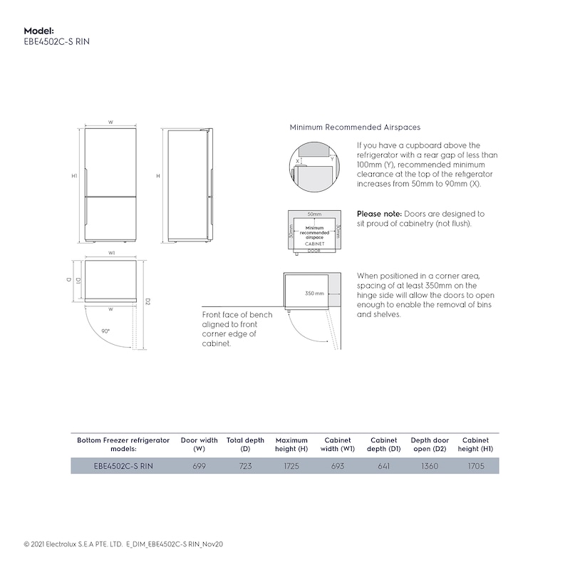 Electrolux EBE4502C-S 453L UltimateTaste 500 bottom freezer refrigerator - View 5