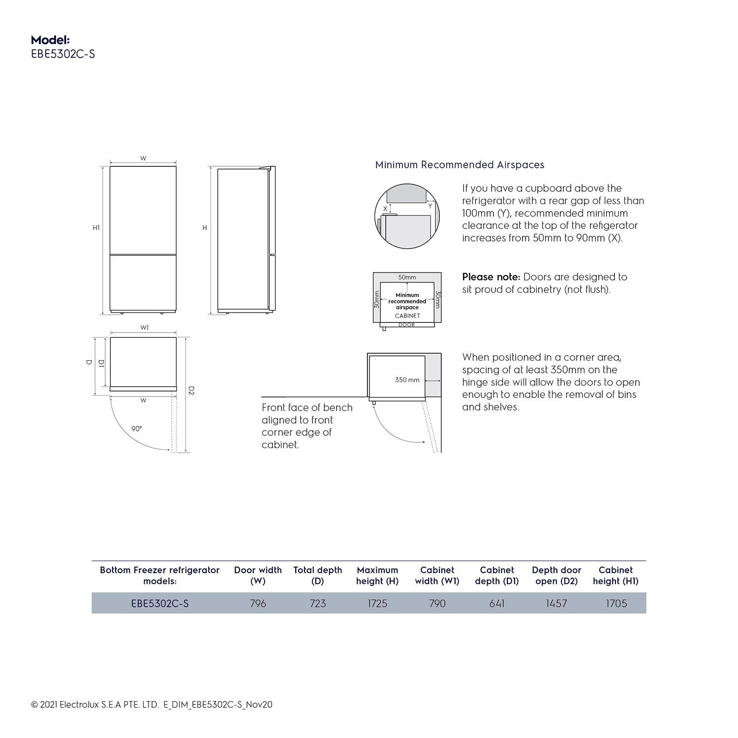 Electrolux EBE5302C-S 529L UltimateTaste 500 bottom freezer refrigerator - View 2