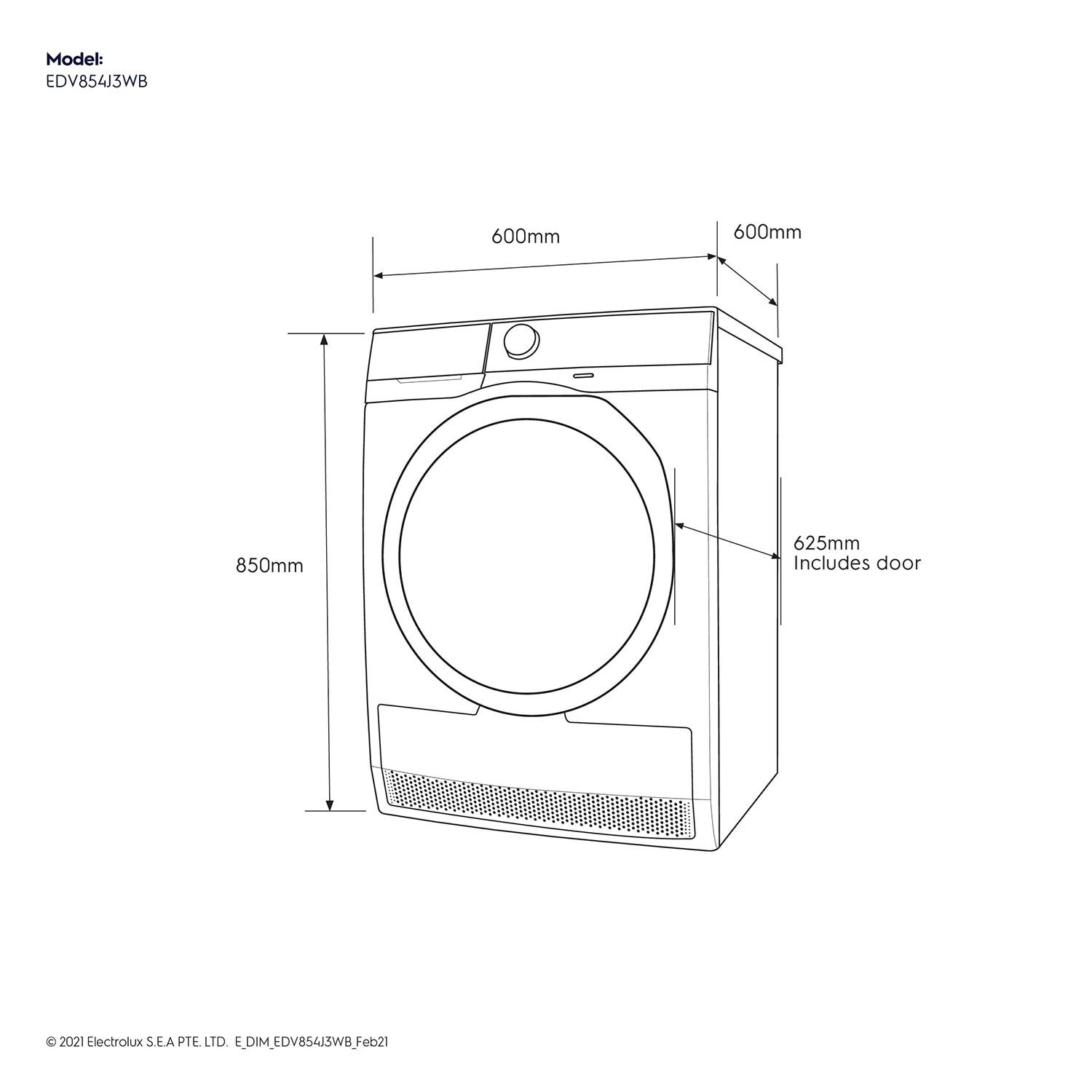 8.5kg UltimateCare 300 venting dryer EDV854J3WB Electrolux India
