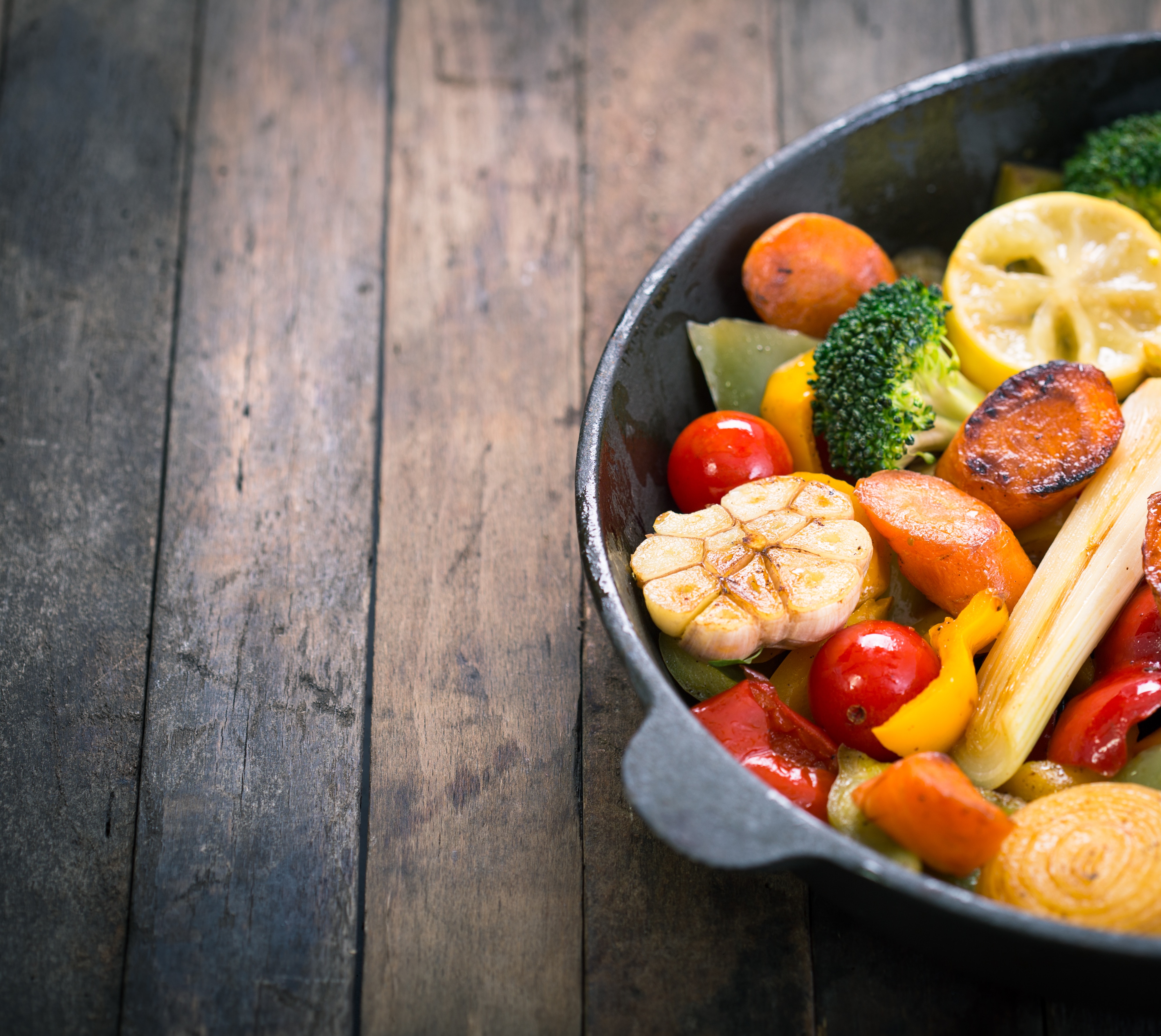 Colorful baked vegetables
